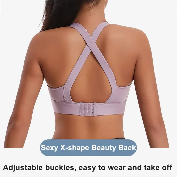 Soutien-gorge de sport à fort impact pour femmes, croisé dans le dos, rembourré, entraînement, fitness, yoga, antichoc, haut court