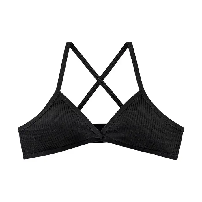 Pohodlné bavlněné podprsenky pro ženy, štíhlý styl, bralette bez podšívky, sexy, hluboký trojúhelník V střih, kříž zpět, krása podprsenka
