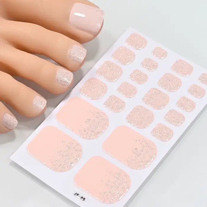 5 feuilles/110 pointes été paillettes orteil ongles autocollants couverture complète ongles envelopp