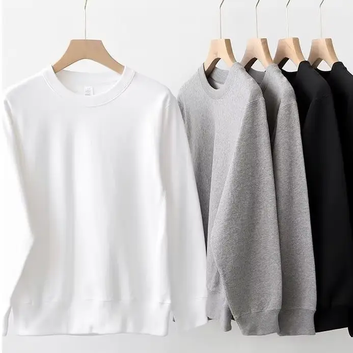 Pull en coton épais 360g, couleur unie, ample, décontracté, pour hommes et femmes, pull à capuche po