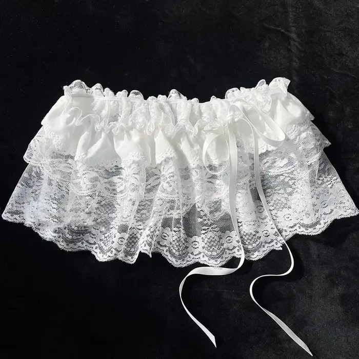 Coréen Ins blogueur Unique dentelle couches gaze jupes dentelle garniture a-ligne courte tissu Mini 