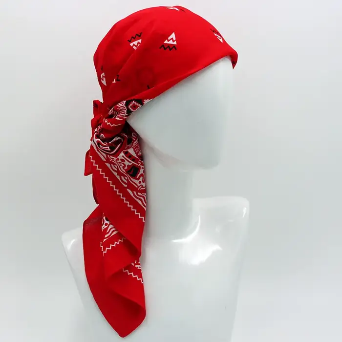 Nouveau Surdimensionné 70CM couleur rouge carré écharpe Style rétro imprimé coton Bandana chapeaux f