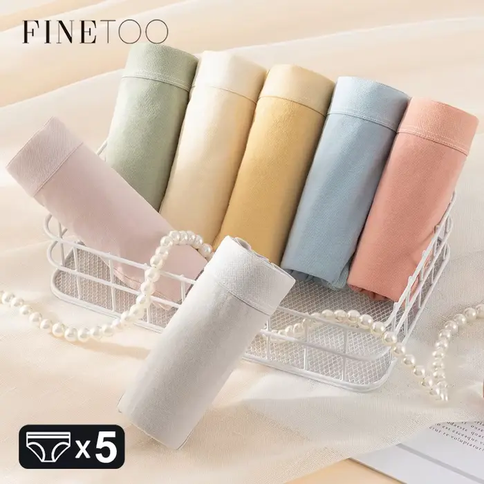 FINETOO-kalhotky 100% bavlna pro ženy, 5 kusů, sexy, nízký pas, prodyšné dámské spodní prádlo, barva jednobarevný, spodní prádlo M-XL