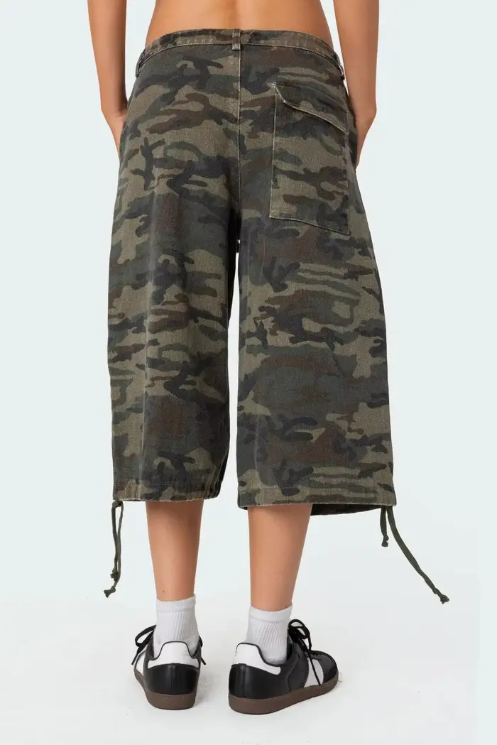 Nouvelle mode femmes été Cargo Shorts décontracté Camouflage imprimé ample cordon pantalons courts p