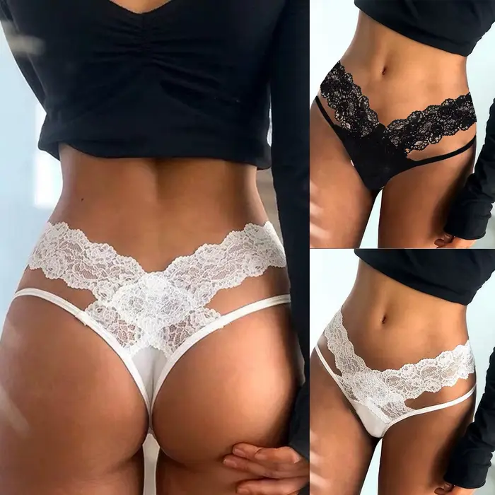 Culotte String Femme Taille Basse Élégante Tricotée en Nylon et Élasthanne Pour Tous les Jours Occasions Spéciales