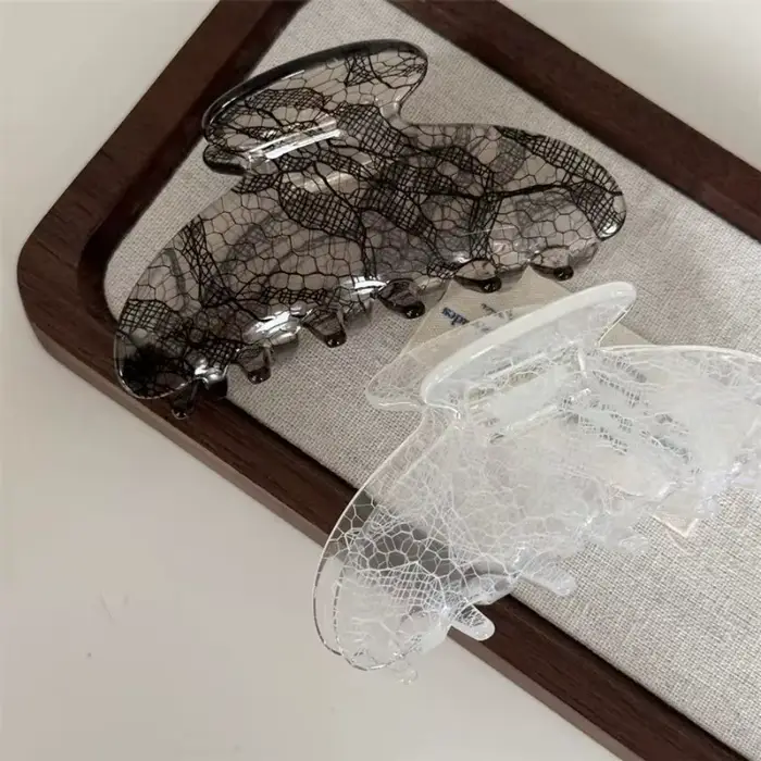 Nouvel accessoire capillaire : Pince à cheveux élégante en dentelle pour femme, texture sexy pour la