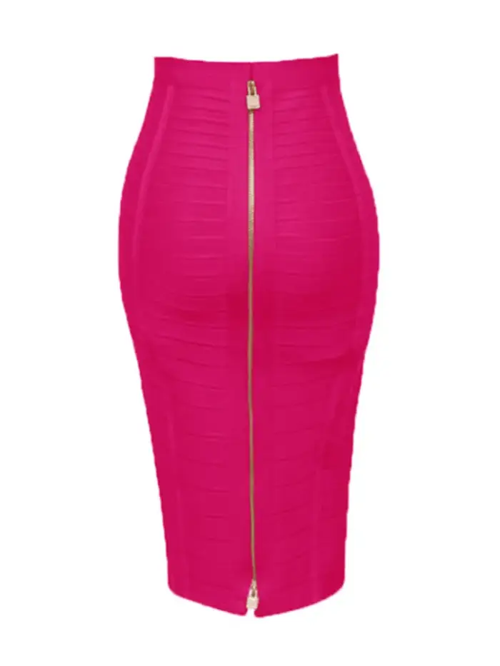 16 barev Sexy pevný zip Oranžová modrá černá červená sukně na obvaz ženy elastická přiléhavá léto XL XXL
