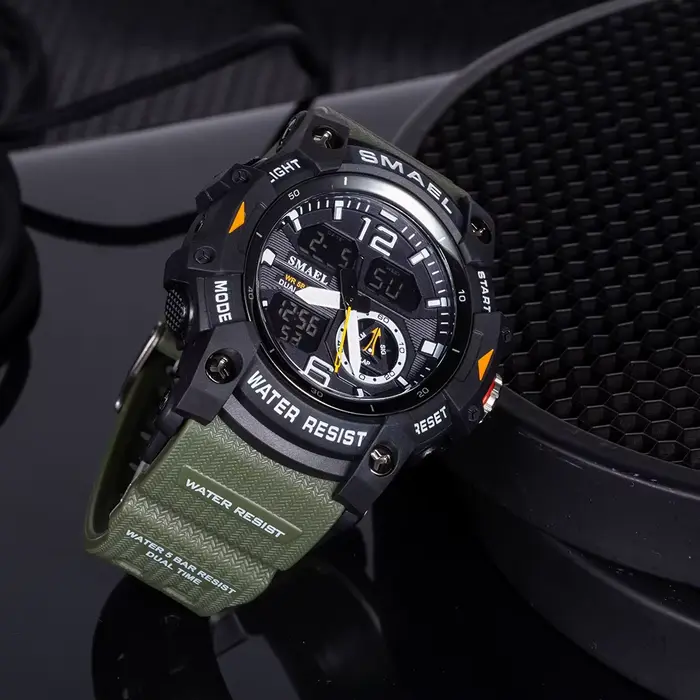 SMAEL-Montre-bracelet de sport militaire pour homme, chronomètre d'alarme, rétroéclairage numérique