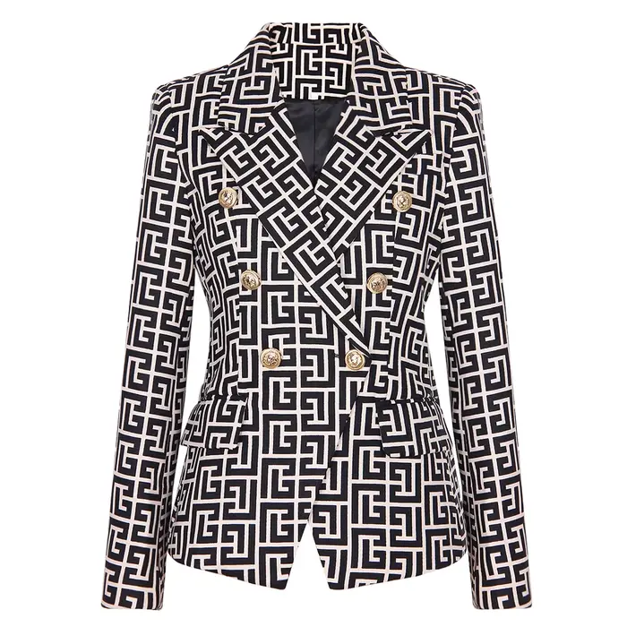 S-3XL Haute Qualité Mode Imprimé Labyrinthe Double NucleoGold Bouton Manches sulfSlim Fit CommPiedmo