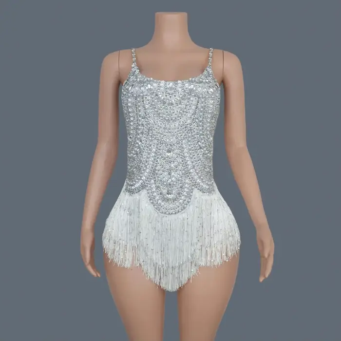 Sexy Bodysuit Bez rukávů Lesklý Křišťál, Štíhlý Trikot Pro Ženy, Zpěvák, Noční klub, Provádí Kostým Na Jevišti, Jingling