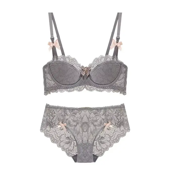Francouzská čistá touha Bralette malá poprsí AB pohár Push Up bezšňůrová krajková podprsenka pro dívku baculaté mašle design tenký záhyb pohodlí velké velikosti