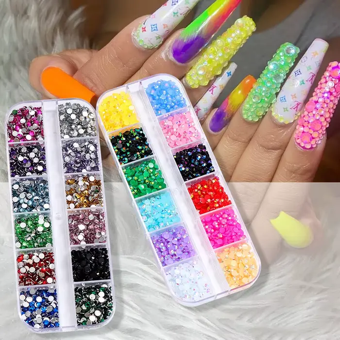 Ensemble de biscuits AB Jelly, 2400 pièces, 2mm, rond, résine, dos plat, paillettes colorées, bricol