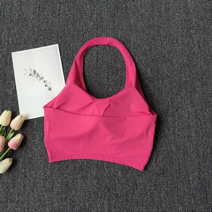 Soutien-gorge de sport à col halter effet seconde peau pour femmes, respirant et tricoté, parfait pour yoga et pilates occasions spéciales