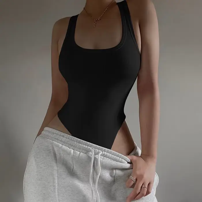 Dámské body bez rukávů pletené, Sexy, těsné, holá ramena, ohlávka límec, příležitostné, street živůtek, ClubWear, léto, 2024