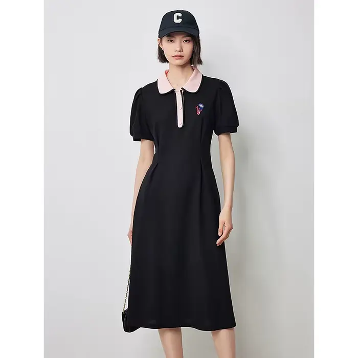 Robe de style académique pour femmes, jupe polo mi-longue, été, nouveau, 2024