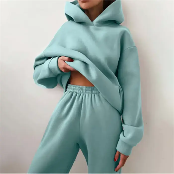 Sweat à capuche PVD deux pièces pour femme, sweat à capuche décontracté, pulls monochromes, ensemble