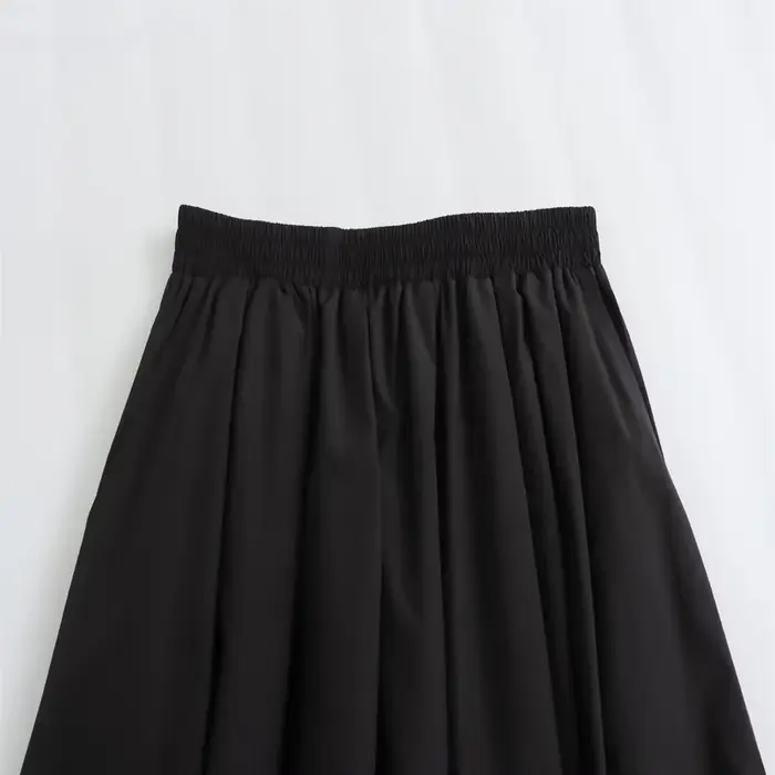 Mooyufon 2025 tempérament femme polyvalent ample et décontracté couleur unie jupe taille haute longu