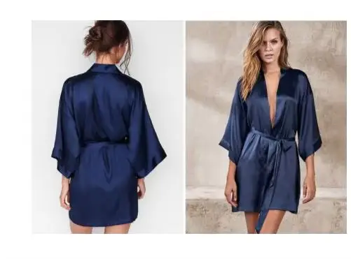 Été Champagne chinois mariée Robe de mariée Satin vêtements de nuit femmes chemise de nuit Sexy chemise de nuit dame Kimono peignoir Robe déshabillé
