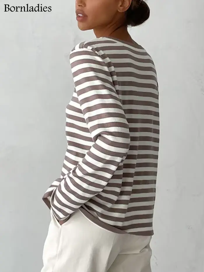 Bornladies tricoté rayure pull femmes 2025 automne hiver ample décontracté épais pulls femme chaud à