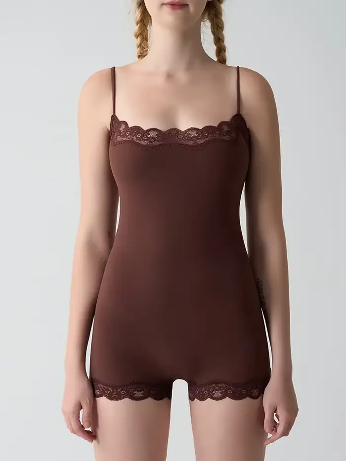 Body en dentelle pour femmes, bretelles réglables, combinaison dos nu, respirant, sous-vêtements sans couture, Lingerie Sexy
