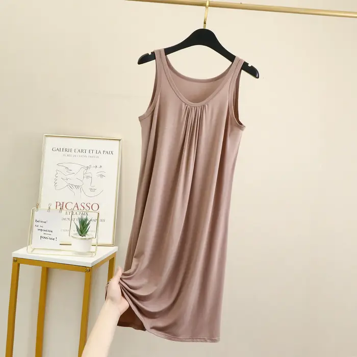 Grande taille chemises de nuit décontracté femmes vêtements de nuit sans manches gilet robe de nuit nuisette été pyjamas XL-6XL Sexy Modal Lingerie