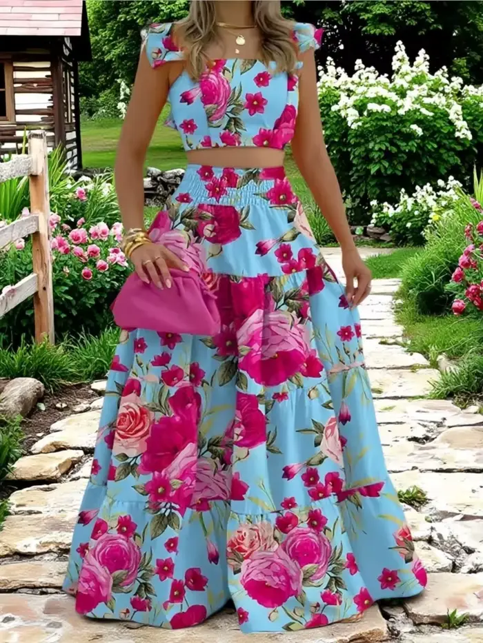 Ensemble de deux pièces en polyester uni pour femmes, style bureau dame, col carré, robe trapèze et haut à bretelles pour l'été, occasions spéciales