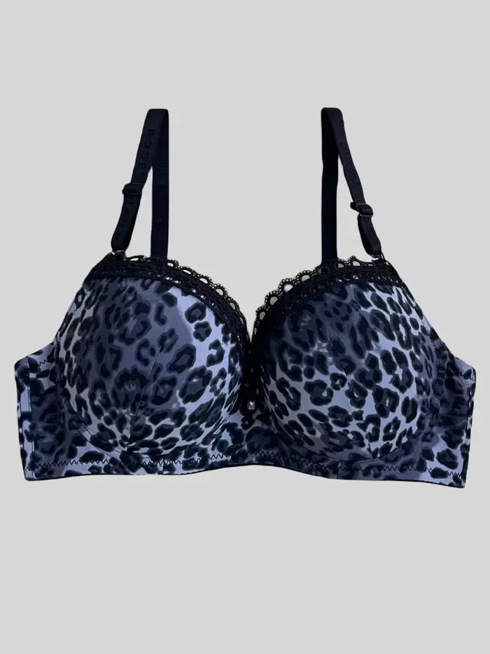 Diana-Soutien-gorge push up à imprimé léopard rose pour femme, avec anneau en acier, bonnet B, sous-