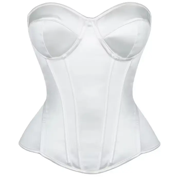 Corset Blanc à Lacets pour Femme, Bustier avec Soutien-Gorge, Corsage Désossé, Ceinture de Taille, S
