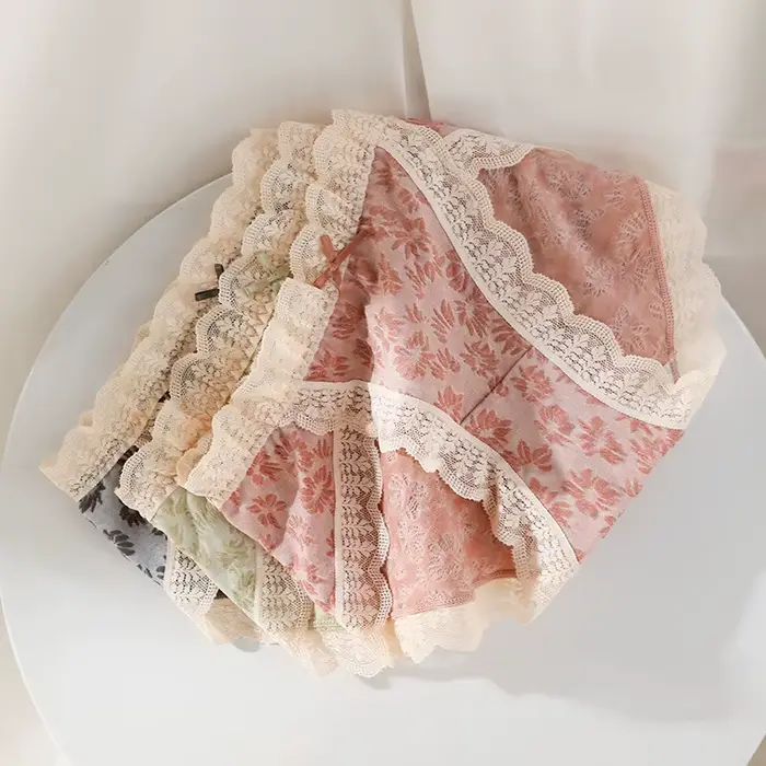 Culottes femmes en dentelle souple et antibactérienne slips taille moyenne tricoté pour jeunes femmes occasions spéciales