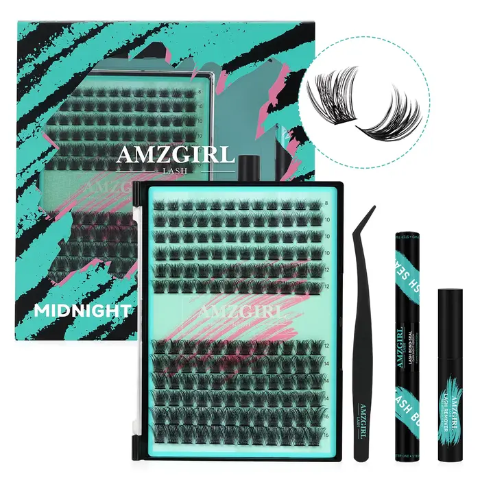 Amzgirl-Kit d'Extensions de Cils avec Pince à Épiler et Dissolvant, DIY, 144 Pièces