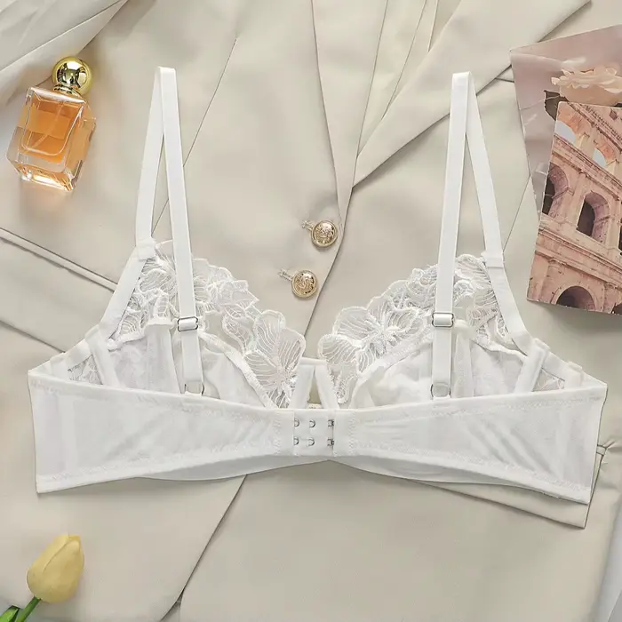 květinový bílá krajka balconette podprsenka pro stylovou ženu s kosticemi tříčtvrteční šálek spodní prádlo jemné Bralette Romantic Daily
