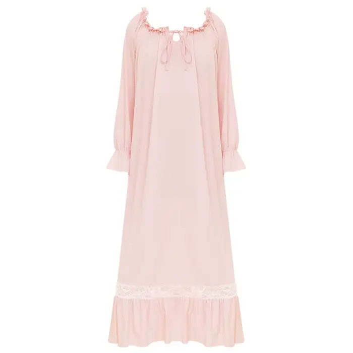 Chemise de nuit à manches longues pour femmes, tenue de printemps et d'automne, douce, ample, vêtements de maison, en coton, vêtements de nuit féminins