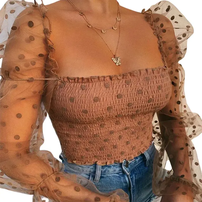 Průhledná halenka z hedvábného šifonu pro ženy