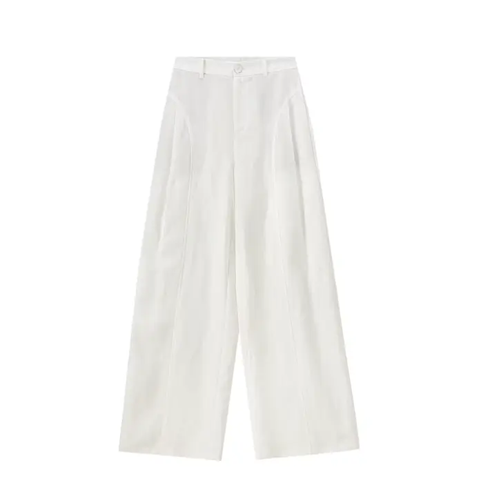 Pantalon blanc pour femme SENTUBILA, mélange lin et lyocell, coupe large, tendance printemps 2026, t