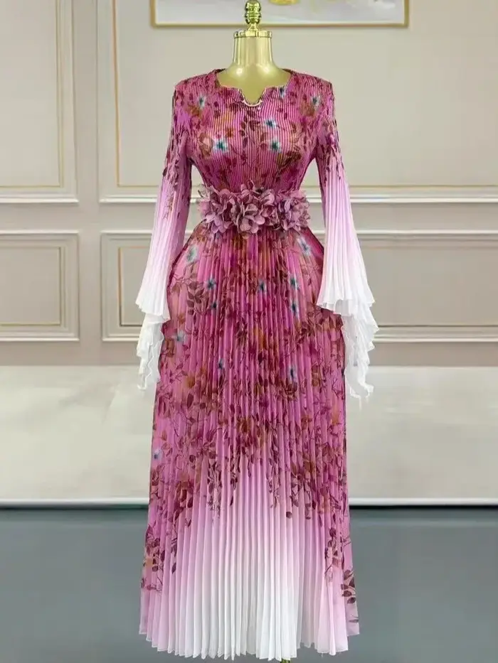Miyake 2025 elegantní africké šaty podzimní nový temperament celebrita velikost móda dlouhé