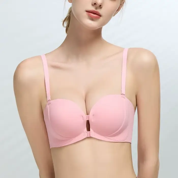 Sous-vêtements antidérapants sans bretelles pour femmes, avec petites boucles sur le devant, grand, épais, beau, soutien-gorge Invisible dos nu