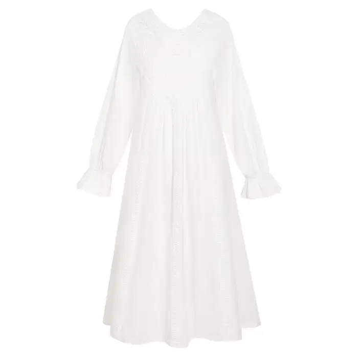 Romantické krajkové noční košile pro ženy, francouzský styl, víla noční košile, elegantní, dlouhé rukávy, bavlna, viktoriánské ležérní oblečení