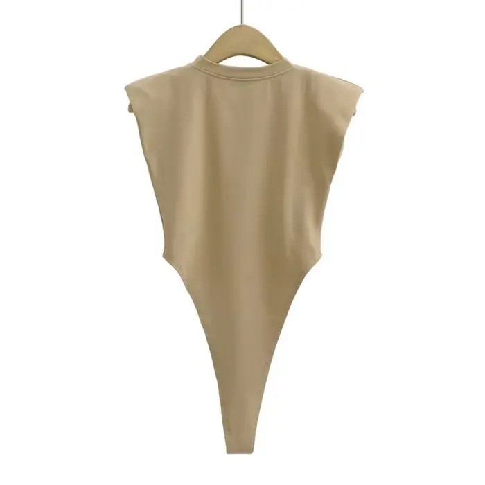 Combinaison moulante sexy d'été pour femmes, avec épaulettes rembourrées, sans manches, noir et blanc, tops sexy, mode féminine