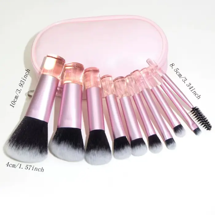 Ensemble de mini pinceaux de maquillage pour le visage, 10 pièces, portables, format voyage, disponi