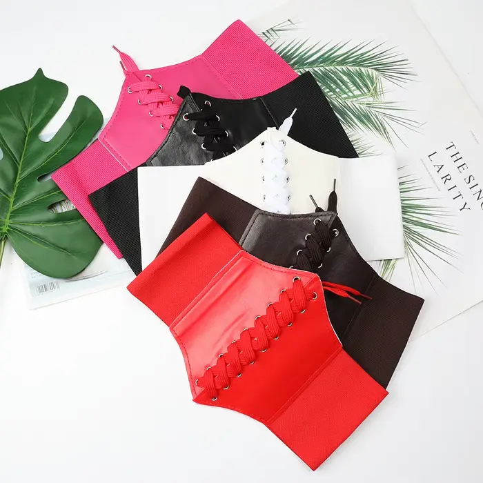 Corsets pour femmes, ceinture large, style gothique, amincissant, effet ventre plat, corset blanc, élastique, taille haute, ceintures noires en similicuir, Korsett