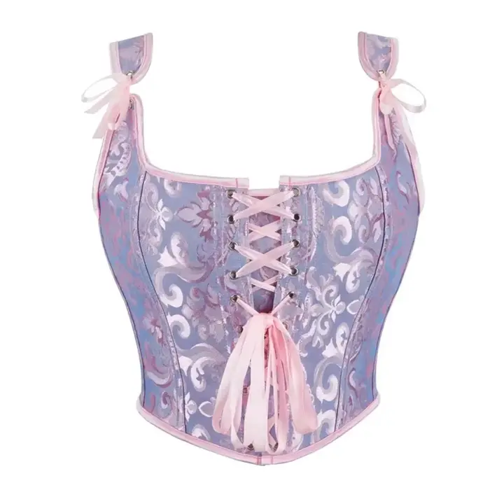 Vintage Jacquard krajka overbust korzet vysoké krátké ženy gotické bustier vesta viktoriánské módní tank tělo Shaper korzet