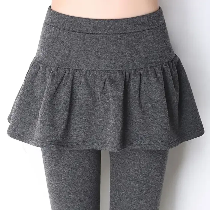 Femmes jupes plissées Leggings épaissi peluche hiver chaud pantalon thermique serré pantalon Leggins