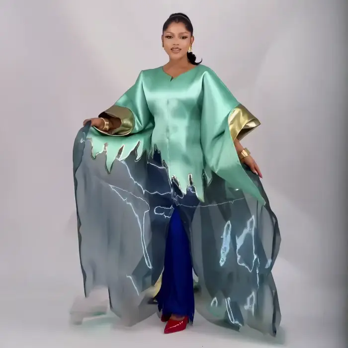 Ensemble deux pièces tendance avec lingerie en dentelle, robe boubou pour femmes, vêtements en tissu africain luxueux pour femmes