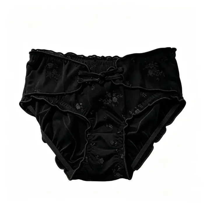 Culotte Femme Taille Basse en Soie Glacée Transparente avec Boucle et Volants Style Chinois – Linger