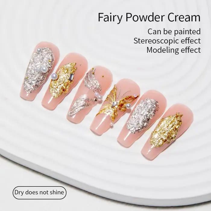 RS NAIL 8g Gel de peinture scintillant sans lingette Gel platine paillettes métallique doré argenté 