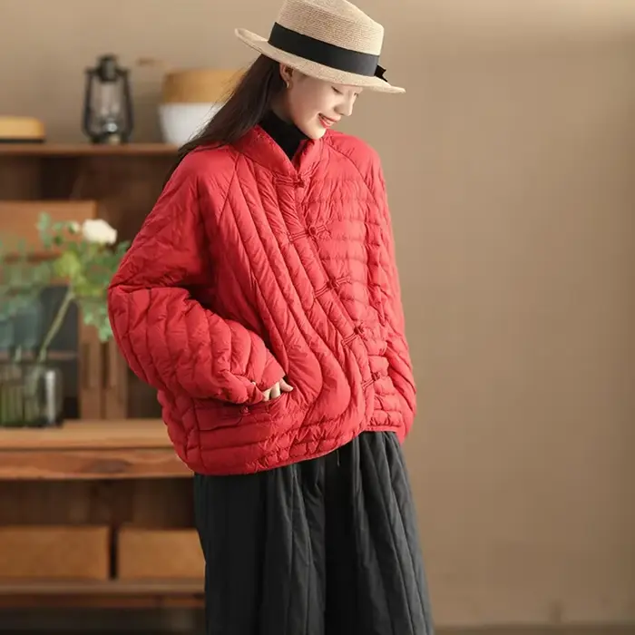 Veste en duvet de canard blanc ultraléger pour femme, manteau vintage, vêtements d'extérieur décontr