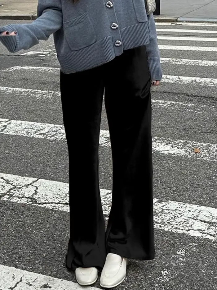 Robe en Satin Chic à Jambes Larges pour Femme, Pantalon de Travail, Taille artificiel astique, Ajust