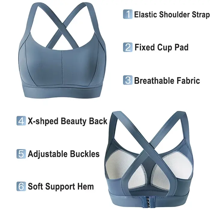 Soutien-gorge de sport à fort impact pour femmes, croisé dans le dos, rembourré, entraînement, fitness, yoga, antichoc, haut court