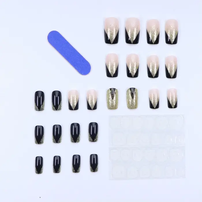 24 pièces d'ongles français courts avec 1 gelée et 1 lime à ongles 24 pièces d'ongles français court