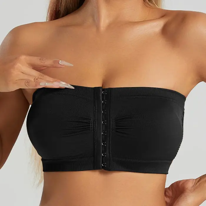 ZOMAXIUJEE bezešvá polyesterová podprsenka bez kostic pro ženy, přední design na zip, půl šálku, nepřekonatelné pohodlí, speciální a každodenní příležitosti